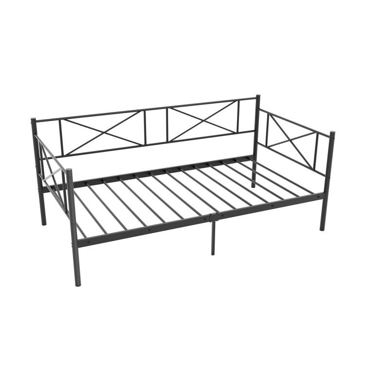 Beds & Bed Frames |  Twin Size Platform Bed with Heavy-duty Metal Slat Support Black Bedroom Beds & Bed Frames