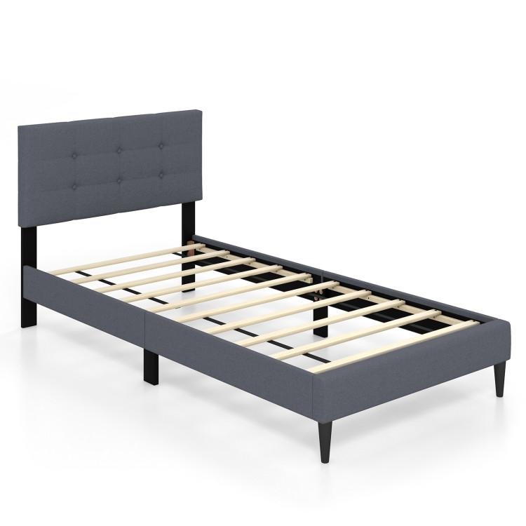 Beds & Bed Frames |  Twin Size Upholstered Platform Bed with Button Tufted Headboard Gray Bedroom Beds & Bed Frames