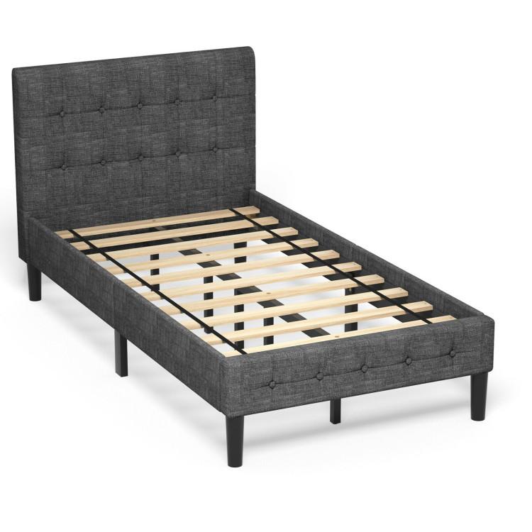 Beds & Bed Frames |  Twin Upholstered Bed Frame with Button Tufted Headboard Gray Bedroom Beds & Bed Frames