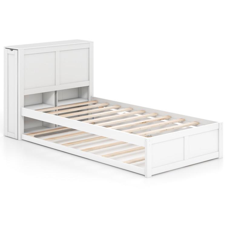 Beds & Bed Frames |  Twin/Full Kids Wooden Platform Bed with Trundle Storage Headboard Bedroom Beds & Bed Frames