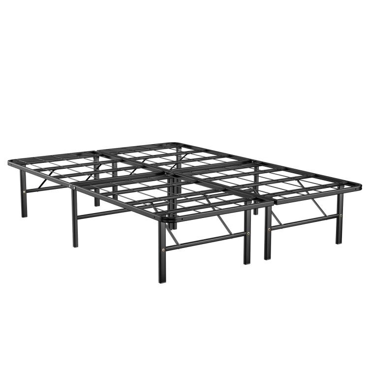 Beds & Bed Frames |  Twin/Full/Queen Size Foldable Metal Platform Bed with Tool-Free Assembly Black Bedroom Beds & Bed Frames