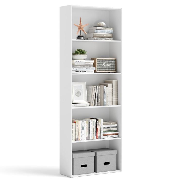 Bookcases |  23.5 x 9.5 x 67 Inch 5-Shelf Multi-Functional Wood Bookcase for Home Office White Bookcases Bookcases