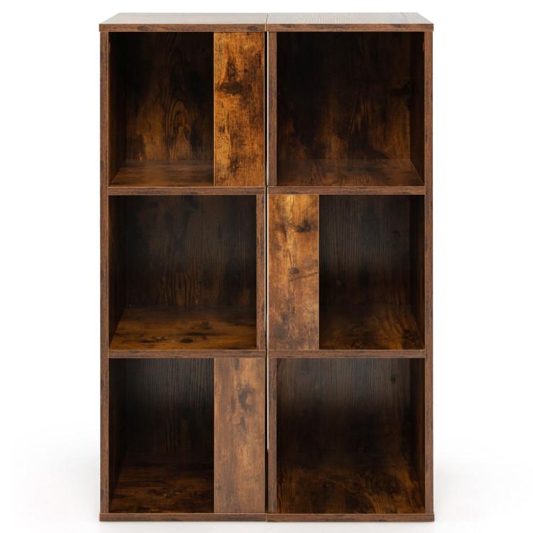 Bookcases |  3-Tier 6 Cube Freestanding Bookcase with Anti-toppling Device Rustic Brown Bookcases Bookcases