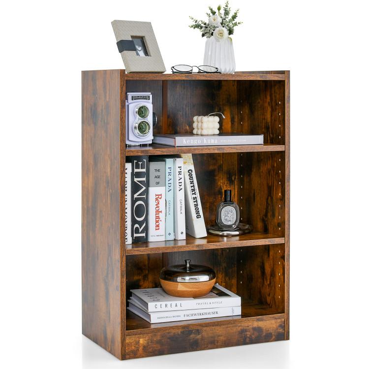 Bookcases |  3-Tier Bookcase Open Display Rack Cabinet with Adjustable Shelves Rustic Brown Bookcases Bookcases