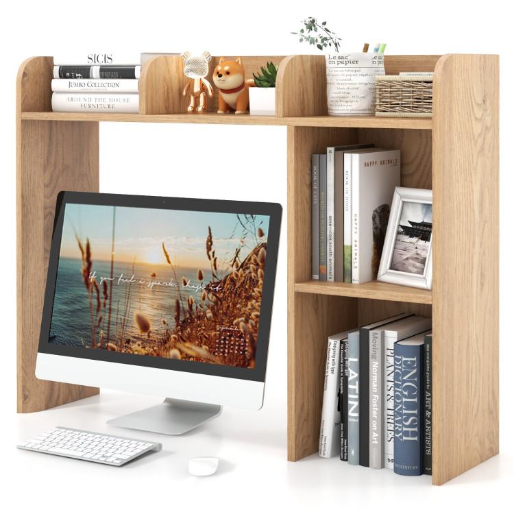 Bookcases |  3-Tier Multipurpose Desk Bookshelf with 4 Shelves Natural Bookcases Bookcases