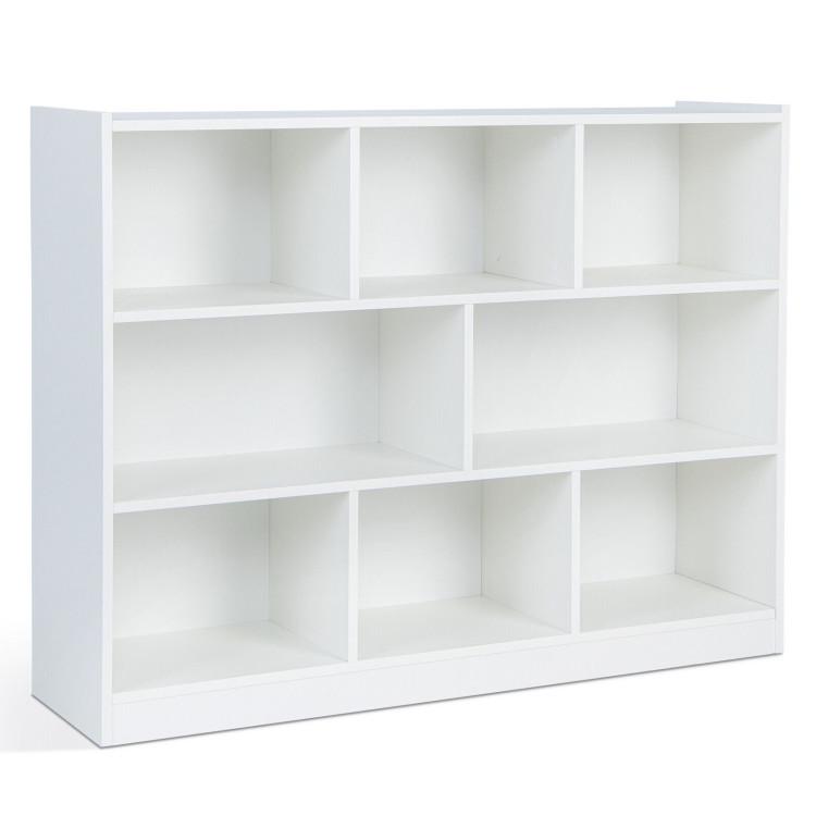 Bookcases |  3-Tier Open Bookcase 8-Cube Floor Standing Storage Shelves White Bookcases Bookcases