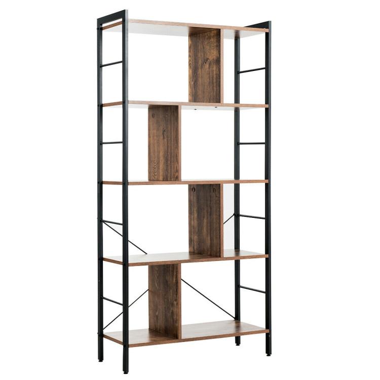 Bookcases |  4-Tier Industrial Freestanding Bookshelf with Metal Frame Rustic Brown Bookcases Bookcases