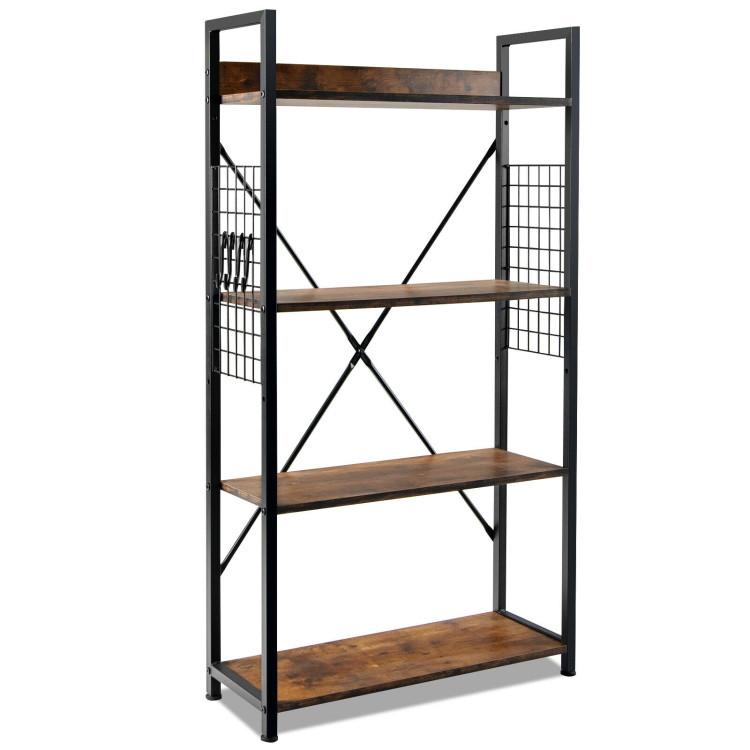 Bookcases |  4 -Tier Industrial Open Storage Bookshelf Dark Brown Bookcases Bookcases