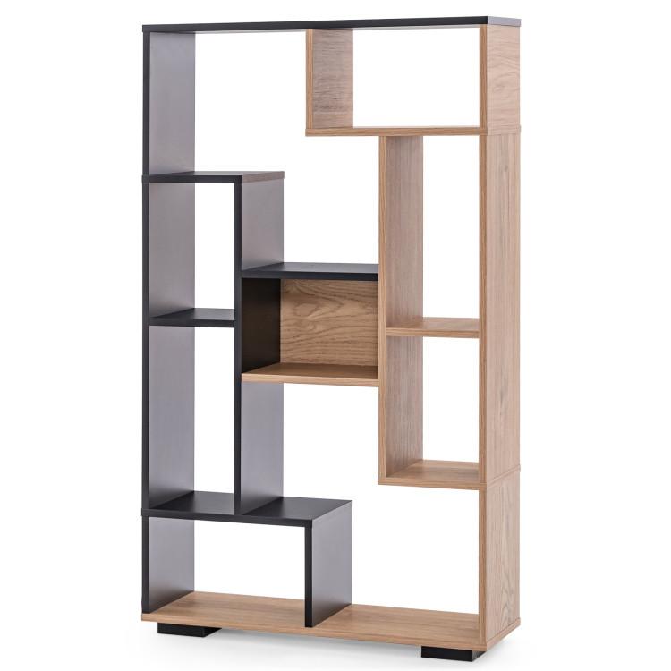 Bookcases |  47-Inch Tall Bookshelf for Home Office Living Room Natural & Black Bookcases Bookcases