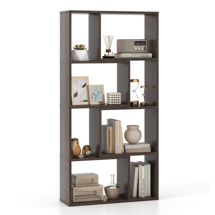 Bookcases |  48 Inch 4-Tier Geometric Bookshelf with 8 Cubes for Living Room Bedroom Gray Bookcases Bookcases