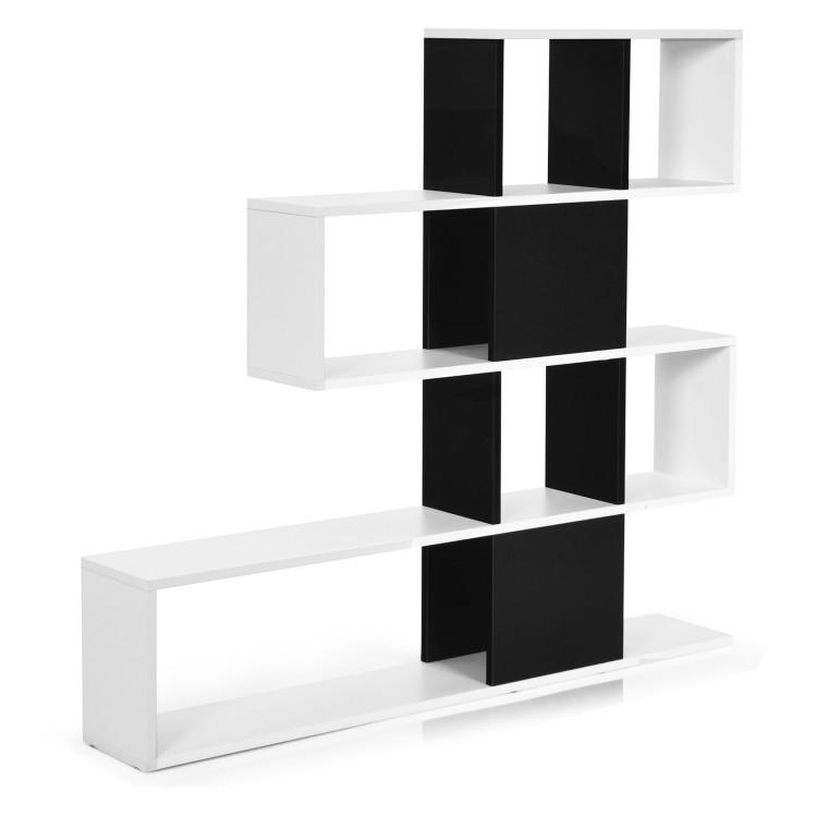 Bookcases |  5-Tier Bookshelf Corner Ladder Bookcase with Storage Rack Black & White Bookcases Black & White