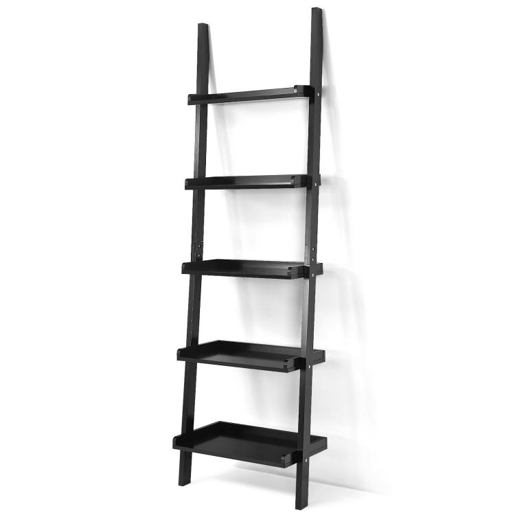 Bookcases |  5-Tier Ladder Shelf with Open Shelves for Living Room Home Office Black Bookcases Black