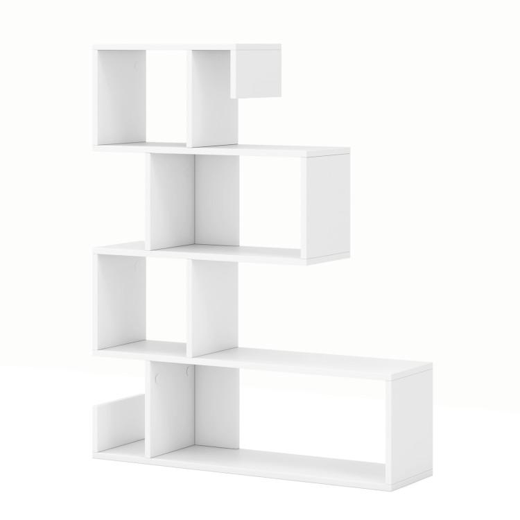 Bookcases |  5-Tier S-Shaped Bookshelf Geometric Z-Shelf Bookcase with Open Cubes White Bookcases Bookcases