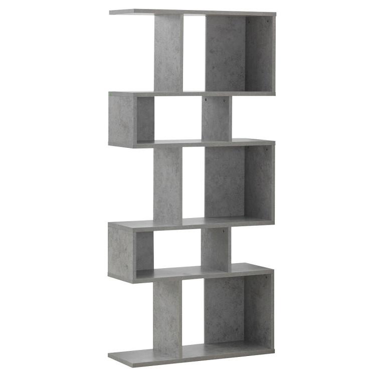 Bookcases |  5-Tier Wood Geometric Bookshelf with S Shaped Design Gray Bookcases Bookcases