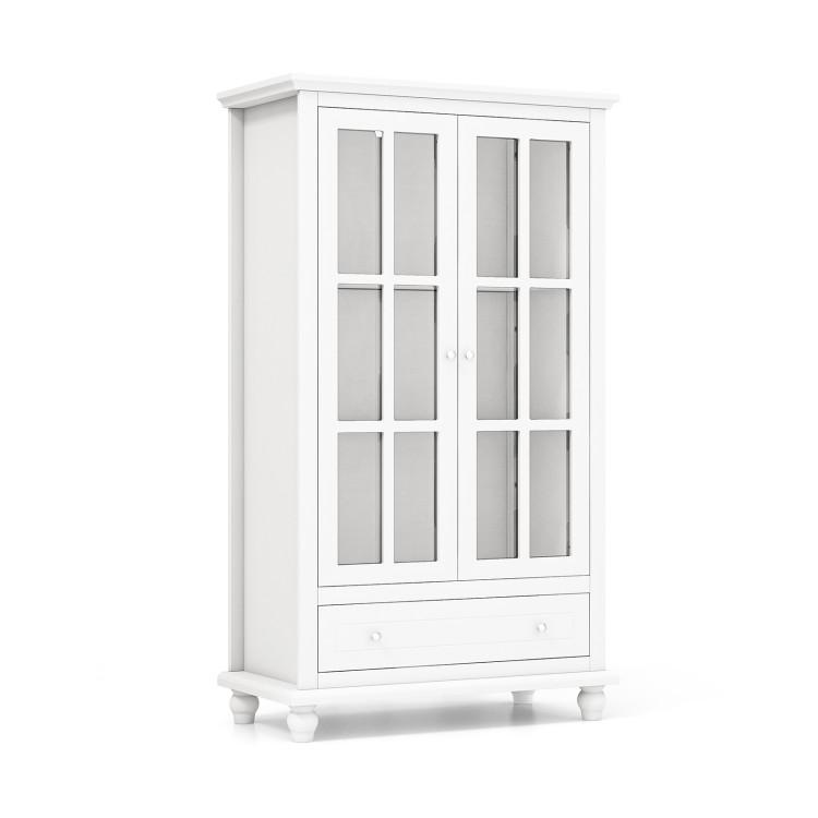 Bookcases |  55 Inch Bookcase Cabinet with Tempered Glass Doors White Bookcases Bookcases