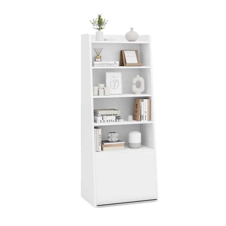 Bookcases |  6-Tier Bookcase Freestanding Ladder Bookshelf with 2 Adjustable Shelves and Flip Up Door White Bookcases Bookcases