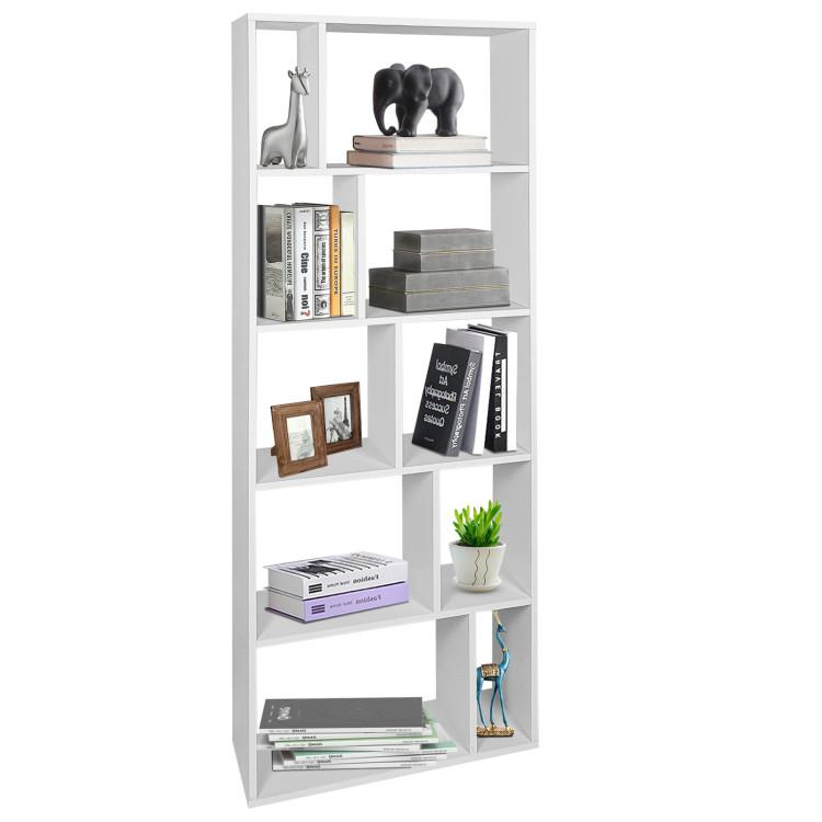 Bookcases |  66 Inch Tall 5 Tiers Wood Bookshelf with 10 Open Compartments White Bookcases Bookcases