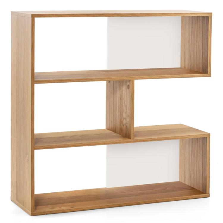 Bookcases |  Concave Bookshelf 3-Shelf Open Bookcase with Anti-Toppling Device for Living Room Study Office Natural Bookcases Bookcases