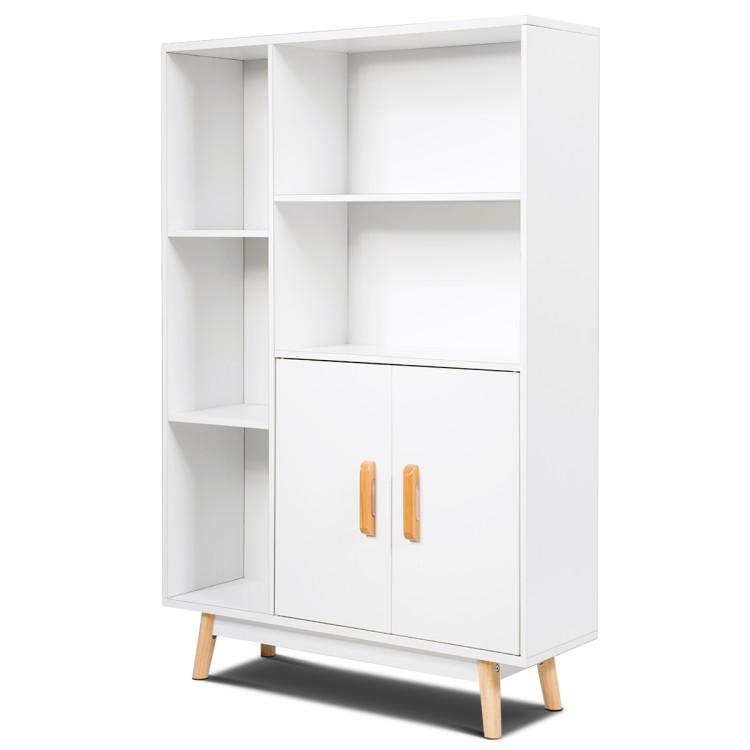 Bookcases |  Free Standing Pantry Cabinet with 2 Door Cabinet and 5 Shelves White Bookcases Bookcases