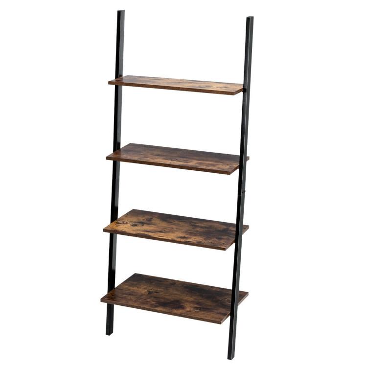 Bookcases |  Industrial 4-Tier Ladder Shelf with Metal Frame for Living Room Office Brown Bookcases Bookcases