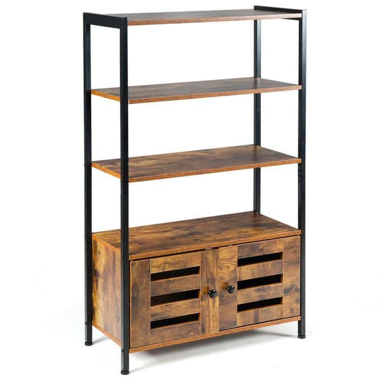 Bookcases |  Industrial Storage Shelf with 2 Shutter Doors Brown, Black Bookcases Bookcases