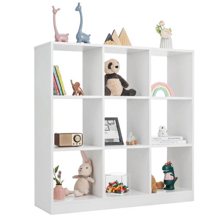 Bookcases |  Modern 9-Cube Bookcase with 2 Anti-Tipping Kits for Books Toys Ornaments White Bookcases Bookcases