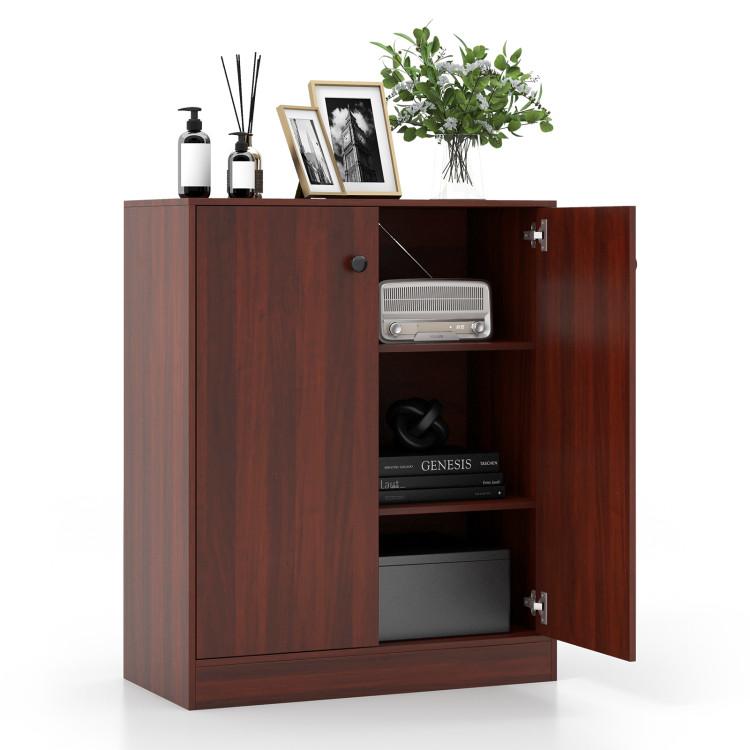 Cabinets & Chests |  2-Door Modern Floor Storage Cabinet with 3-Tier Shelf Brown Cabinets & Chests Brown