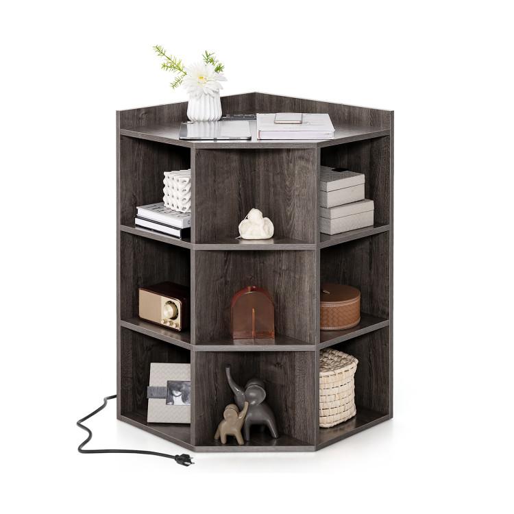 Cabinets & Chests |  3-Tier Corner Cabinet with Charging Station for Bedroom Gray Cabinets & Chests Cabinets & Chests