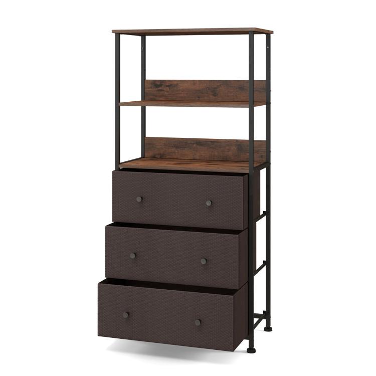 Cabinets & Chests |  Chest of Fabric Drawer with 3 Folding Fabric Drawers and Anti-tipping Devices Brown Cabinets & Chests Brown