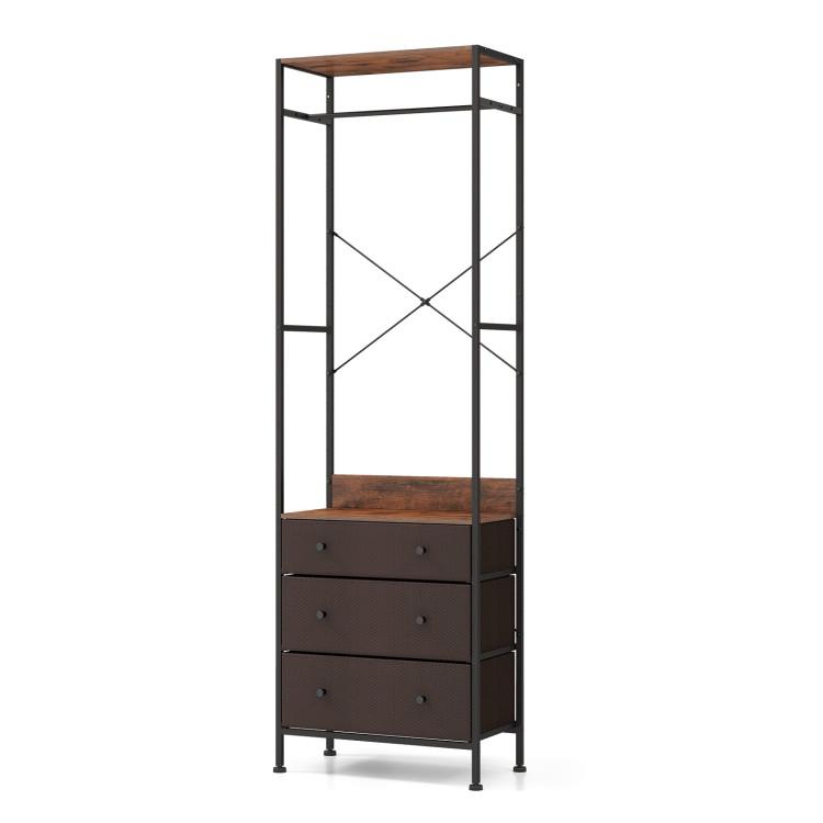 Cabinets & Chests |  Freestanding Closet Organizer with 3-position Hanging Rod and Storage Shelves Brown Cabinets & Chests Brown