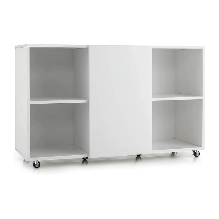 Cabinets & Chests |  Wood Storage Cabinet with Wheels and 6 Compartments White Cabinets & Chests Cabinets & Chests