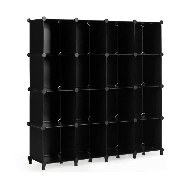 Clothing & Closet Storage |  16 Cubes Plastic Storage Organizer with Rustproof Steel Frame Black Bedroom Black