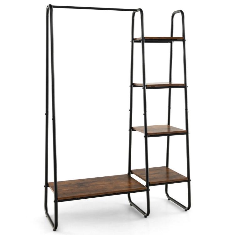 Clothing & Closet Storage |  Clothes Rack Free Standing Storage Tower with Hanging Bar Black Bedroom Black