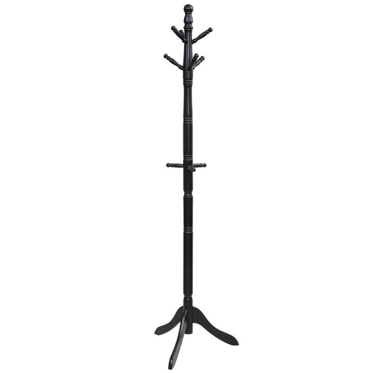 Coat Racks & Hall Trees |  Entryway Height Adjustable Coat Stand with 9 Hooks Black Coat Racks & Hall Trees Black