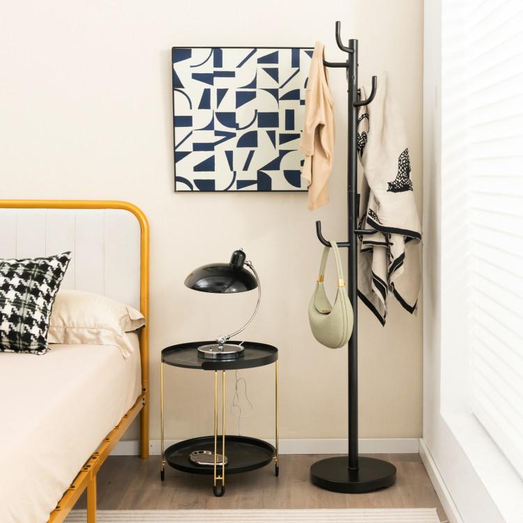 Coat Racks & Hall Trees |  Metal Coat Rack Stand with 8 Sturdy Hooks and Metal Base Black Coat Racks & Hall Trees Black