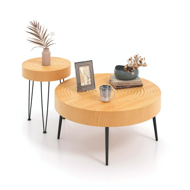 Coffee Tables |  2 Set of Wooden Coffee Table with Metal Legs and Adjustable Foot Pads Coffee Tables Coffee Tables