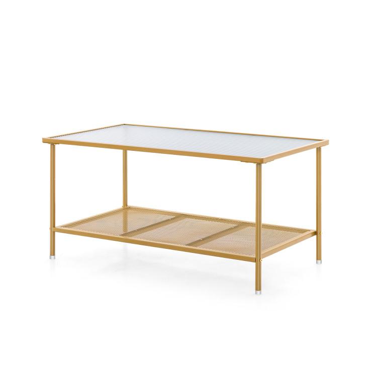 Coffee Tables |  2-Tier Coffee Table with Shelf Center Tea Table with Tempered Glass Top Golden Coffee Tables Coffee Tables