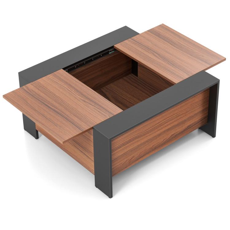 Coffee Tables |  36.5 Inch Coffee Table with Sliding Top and Hidden Compartment Walnut Coffee Tables Coffee Tables