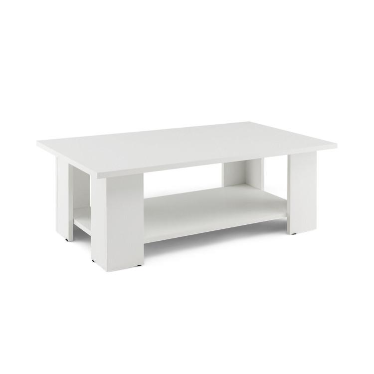 Coffee Tables |  Large 36 Inch 2-tier Wooden Modern Coffee Table with Storage Shelf White Coffee Tables Coffee Tables