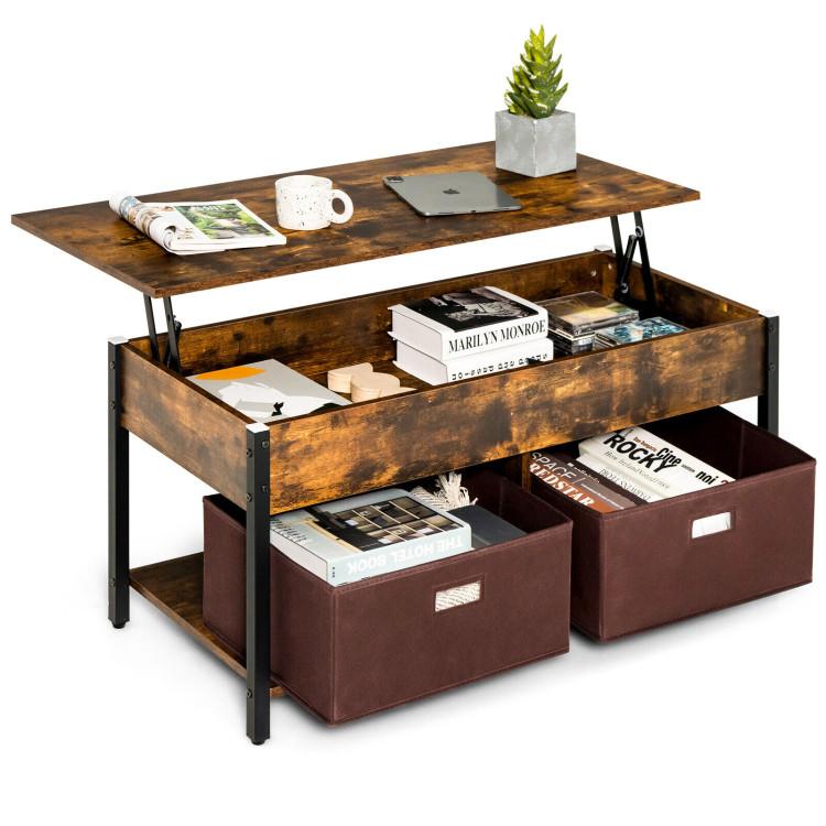 Coffee Tables |  Lift Top Coffee Table with Drawers and Hidden Compartment Rustic Brown Coffee Tables Coffee Tables