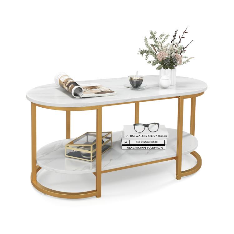 Coffee Tables |  Marble Coffee Table with Open Storage Shelf White Coffee Tables Coffee Tables