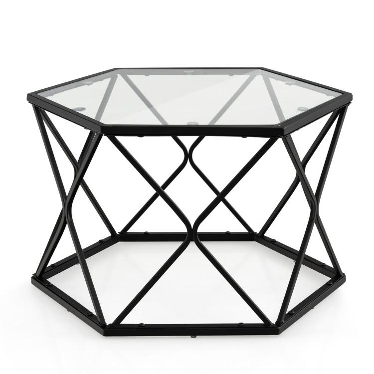 Coffee Tables |  Modern Accent Geometric Glass Coffee Table Black Coffee Tables Black