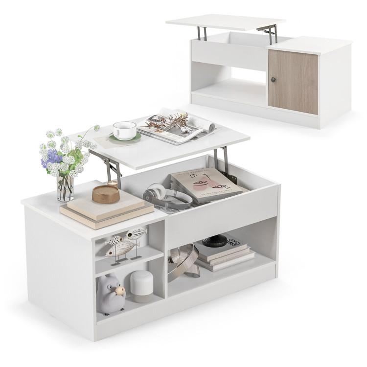 Coffee Tables |  Modern Coffee Table with Lift Tabletop and Storage Compartments White+Brown Coffee Tables Coffee Tables