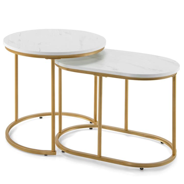 Coffee Tables |  Modern Marble Look Stacking Nesting Coffee Table Set White Coffee Tables Coffee Tables