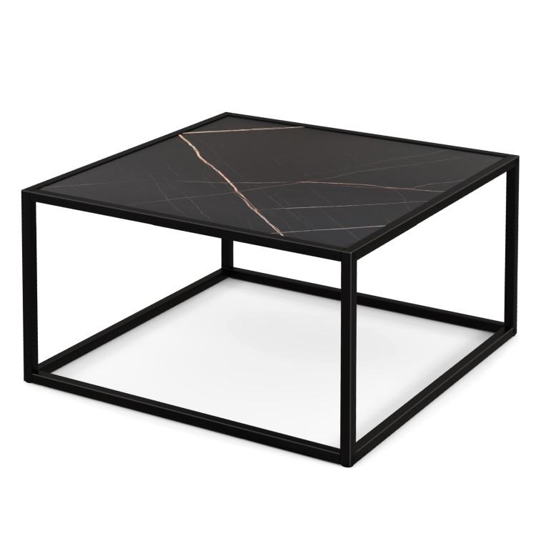 Coffee Tables |  Modern Square Coffee Table with Faux Marble Tabletop Black Coffee Tables Black