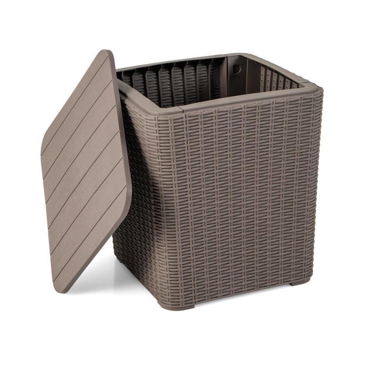 Coffee Tables |  Outdoor Resin Storage Side Table with Removable Lid and Wicker-woven Accent Coffee Coffee Tables Coffee