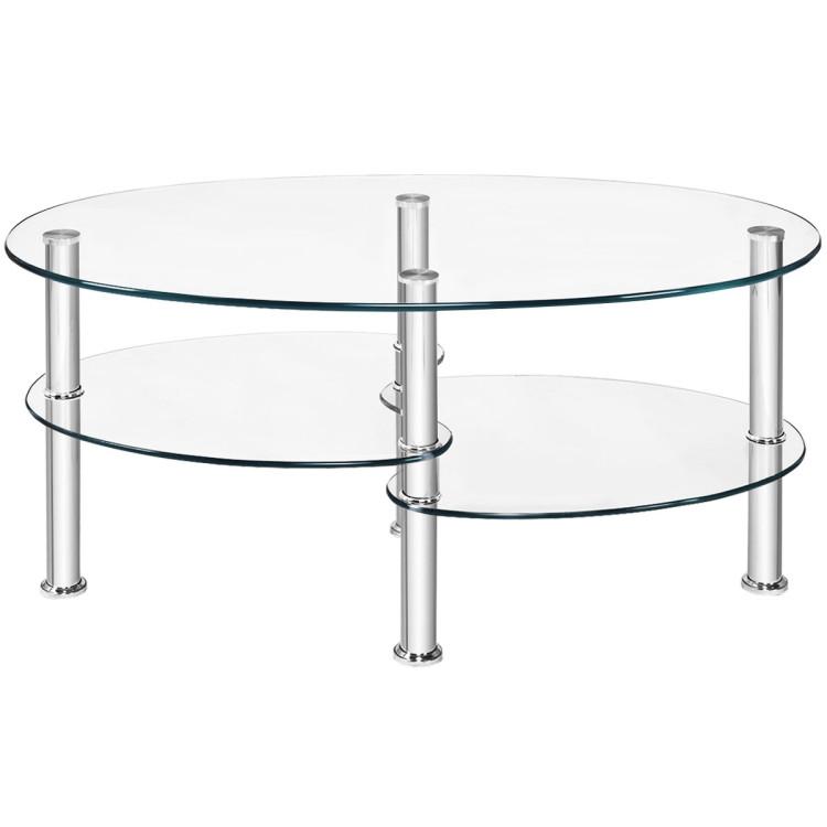 Coffee Tables |  Tempered Glass Oval Side Coffee Table Transparent Coffee Tables Coffee Tables