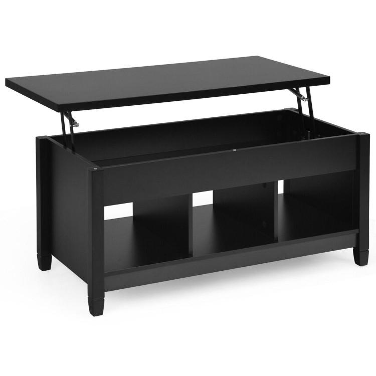 Coffee Tables |  Wood Lift Top Coffee Table with Storage Lower Shelf Black Coffee Tables Black