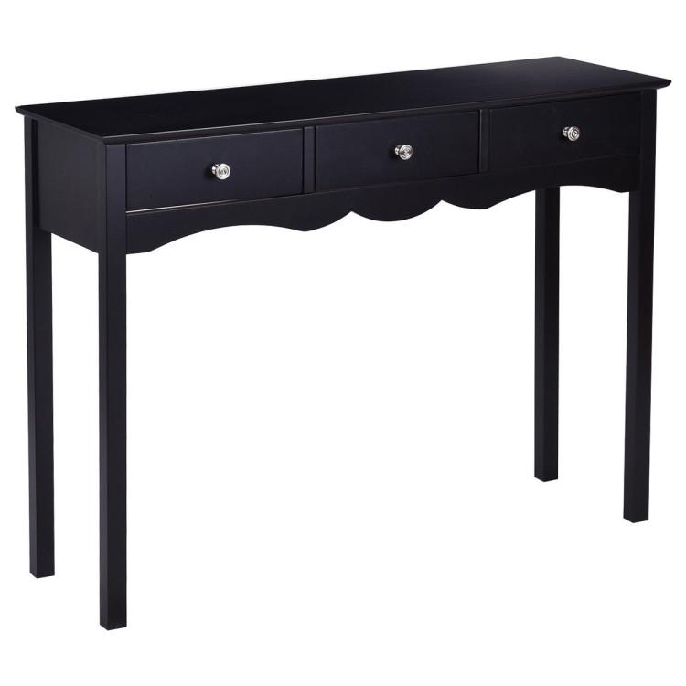 Console Tables |  3-Drawers Hall Console Table for Entryway Black Console Tables Black