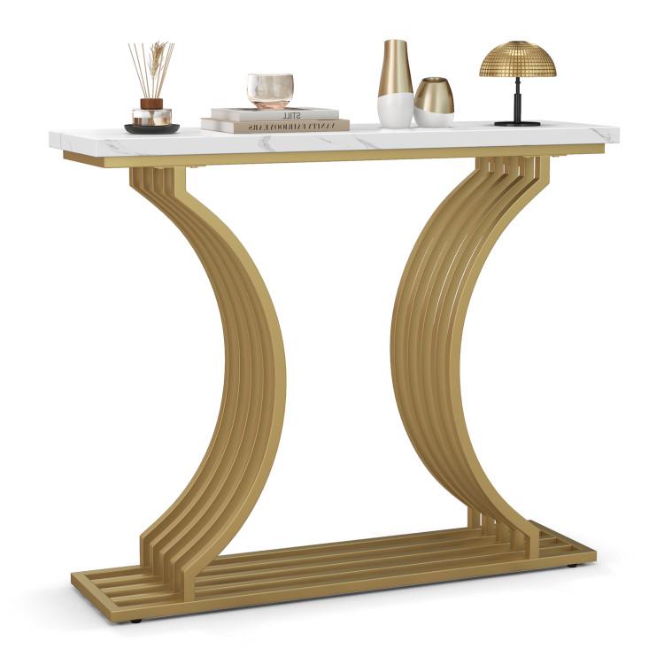 Console Tables |  39-Inch Gold Entryway Table Modern Console Table with Faux Marble Tabletop Golden Console Tables Console Tables